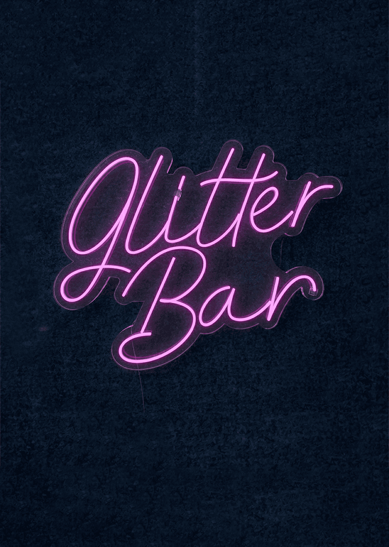Cartel Neón glitter bar